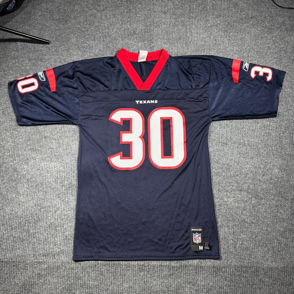 NFL Texans Jaylin Smith 30 Jersey Mens Medium Blue Red Football Sport Reebok